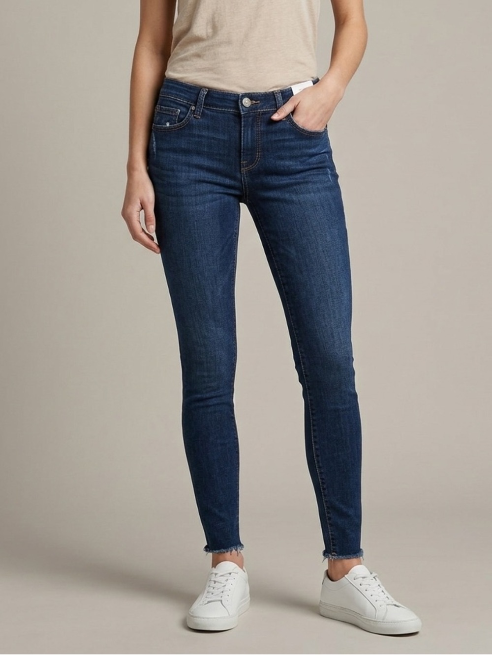 RSQ Dark Wash Melrose Cuff Ankle Skinny Jeans Raw Hem Distressed Preppy Size 3